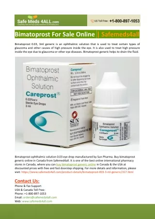 Bimatoprost For Sale Online