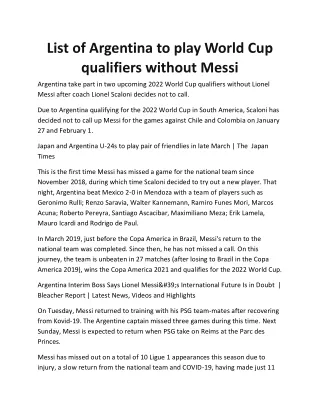 List of Argentina to play World Cup qualifiers without Messi