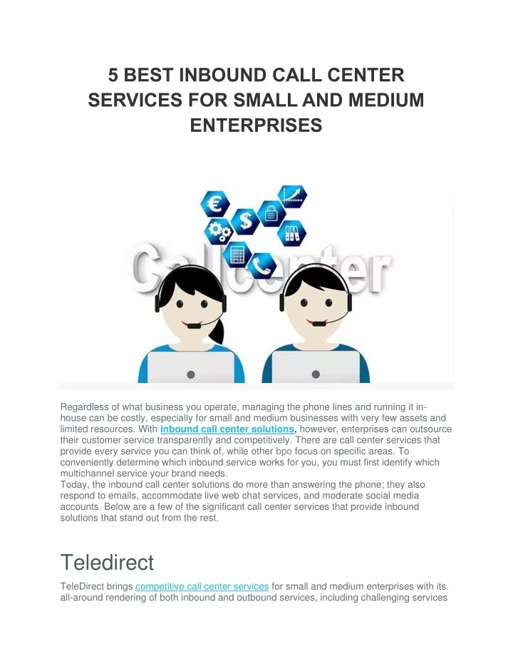 5 best inbound call center services for small