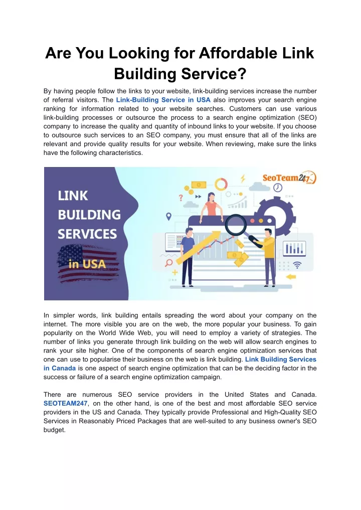 are you looking for affordable link building