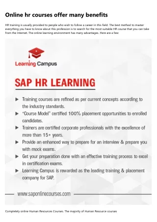 online hr courses offer many benefits
