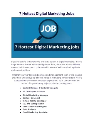 7 Hottest Digital Marketing Jobs