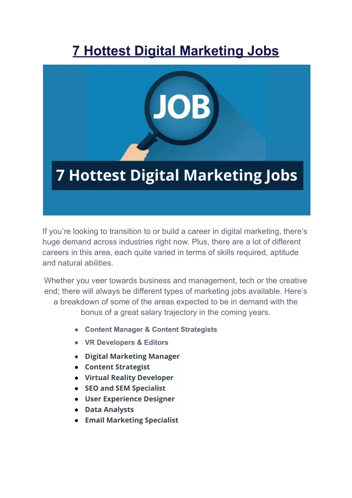 7 hottest digital marketing jobs