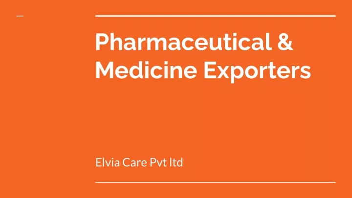 pharmaceutical medicine exporters
