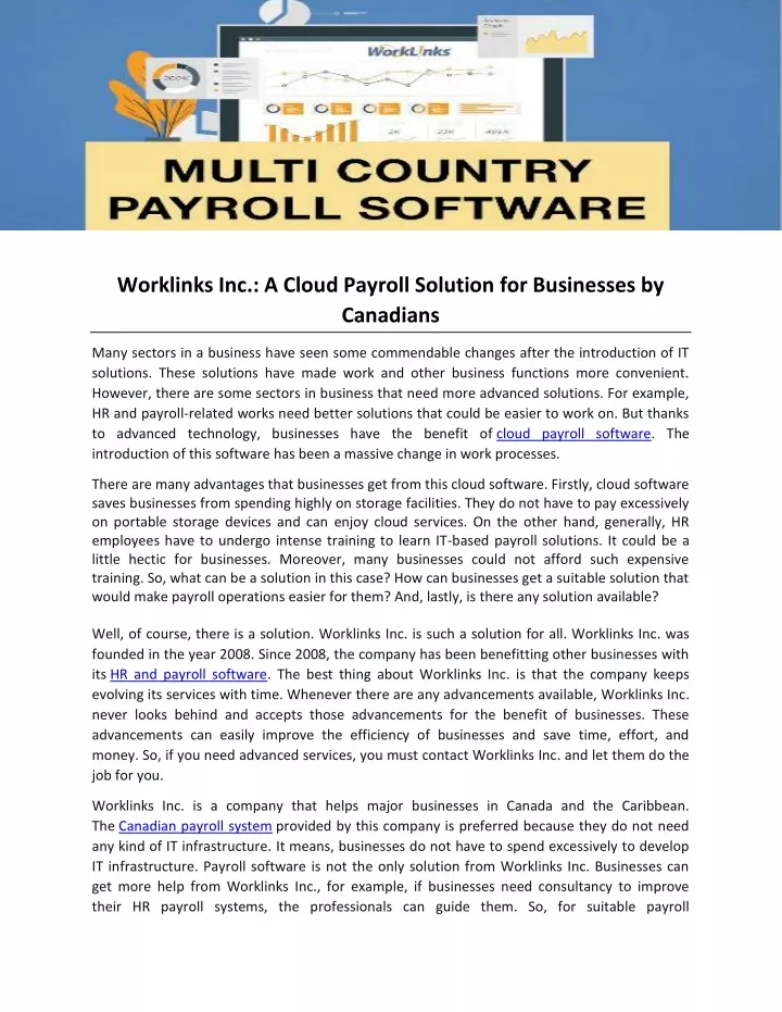 worklinks inc a cloud payroll solution