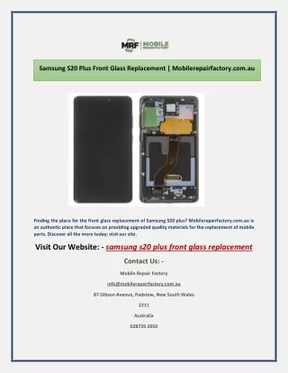 samsung s20 plus front glass replacement
