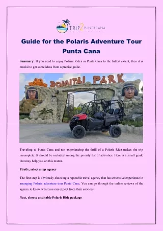 Guide for the Polaris Adventure Tour Punta Cana
