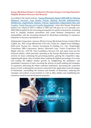 europe blockchain market is predicted to develop
