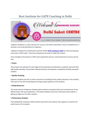 best institute for gate coaching in delhi