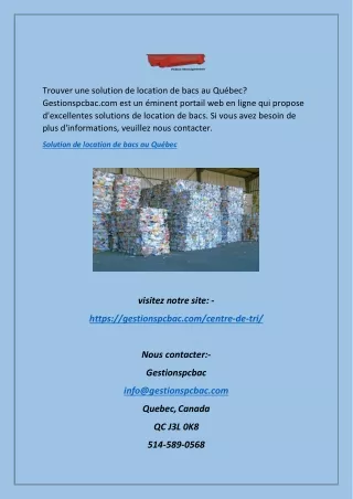 trouver une solution de location de bacs
