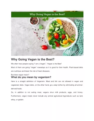 why going vegan is the best