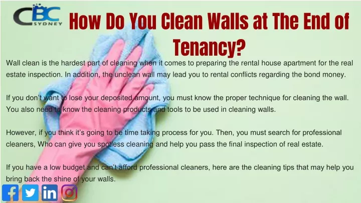 how do you clean walls at the end of tenancy