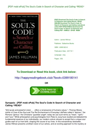 [PDF  mobi  ePub] The Soul's Code In Search of Character and Calling ^READ^