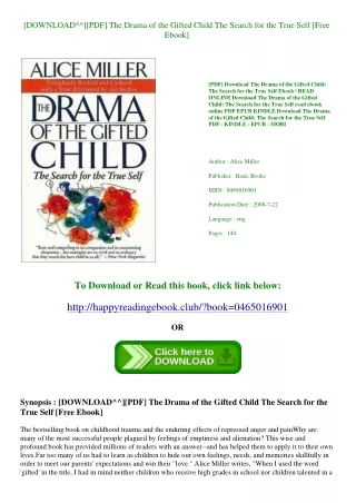 [DOWNLOAD^^][PDF] The Drama of the Gifted Child The Search for the True Self [Free Ebook]