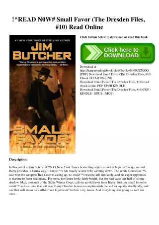 !^READ N0W# Small Favor (The Dresden Files  #10) Read Online