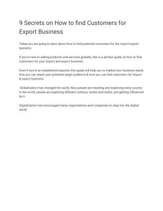 How to find Customers for Export Business