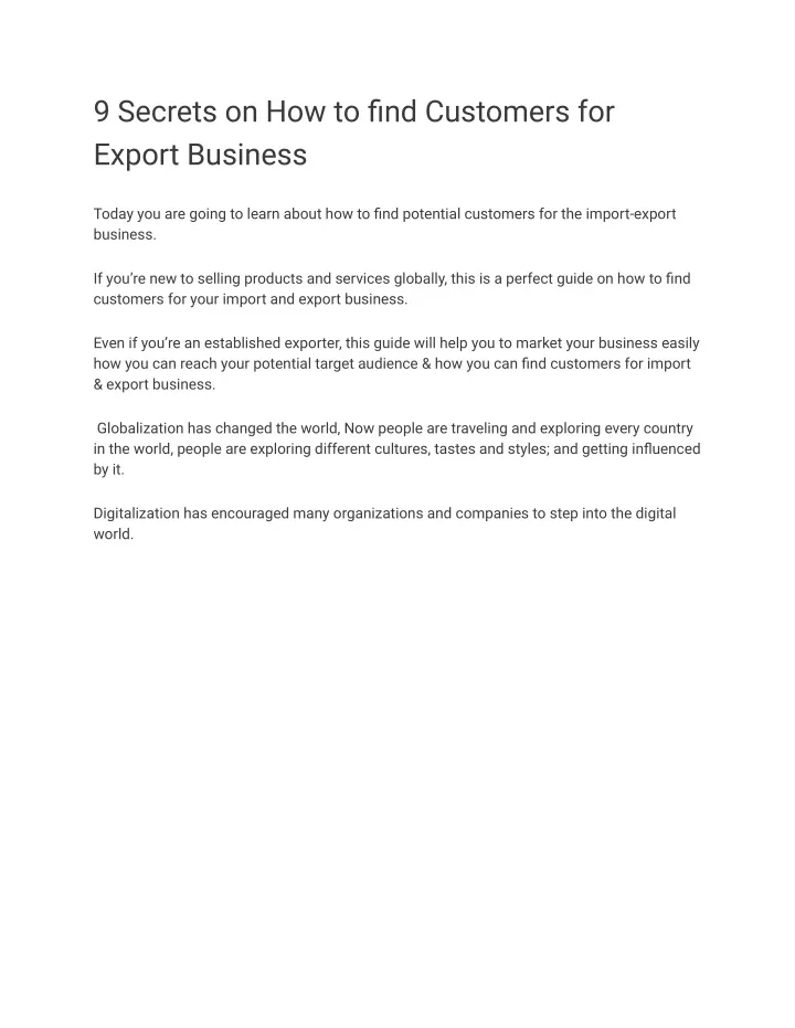 9 secrets on how to find customers for export
