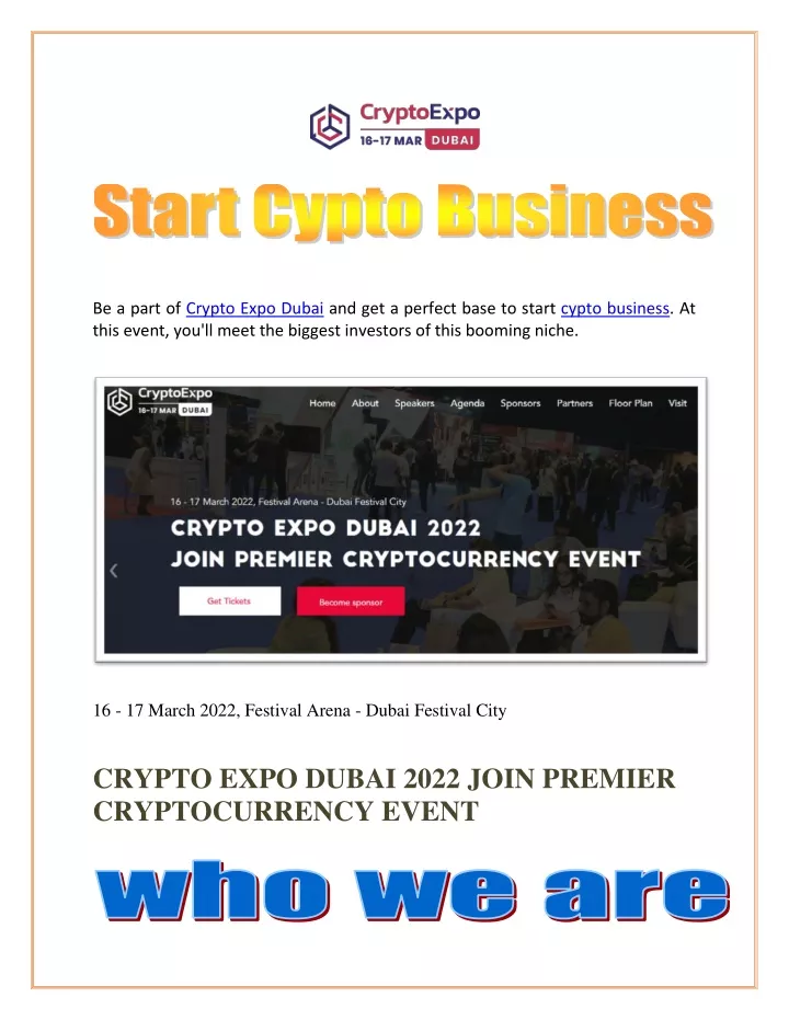 be a part of crypto expo dubai and get a perfect