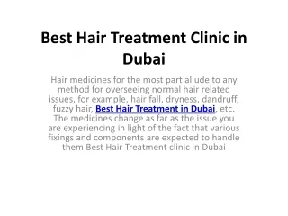 BEST HAIR  TREATMENT CLINIC IN DUBAI
