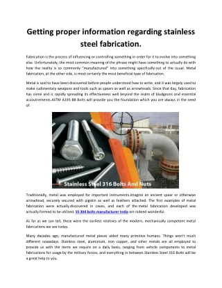 Getting proper information regarding stainless steel fabrication