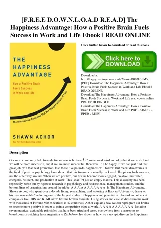 [F.R.E.E D.O.W.N.L.O.A.D R.E.A.D] The Happiness Advantage How a Positive Brain Fuels Success in Work and Life Ebook  REA