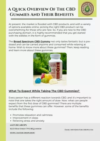A Quick Overview Of The Broad Spectrum CBD Gummy And Their Benefits