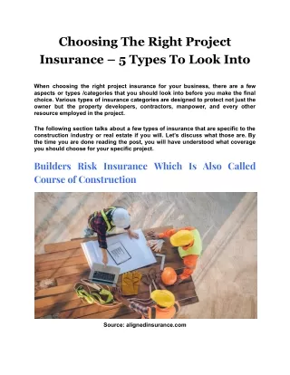 choosing the right project insurance 5 types