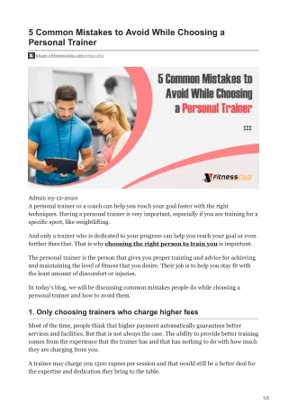 blogs.vfitnessclub.com-5 Common Mistakes to Avoid While Choosing a Personal Trainer