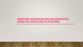 Marketing Automation for Lead Generation