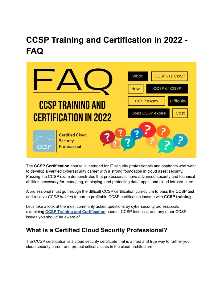ccsp training and certification in 2022 faq