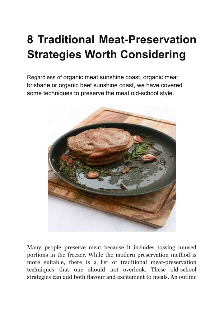 8 traditional meat preservation strategies worth