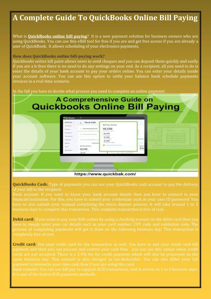 a complete guide to quickbooks online bill paying