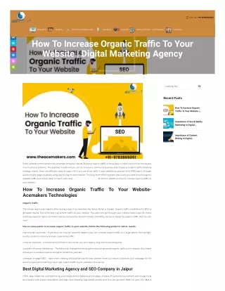 How To Increase Organic Traffic To Your Website- Acemakers Technologies