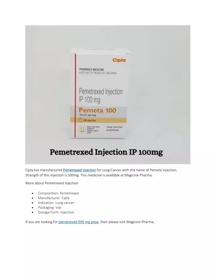 cipla has manufactured pemetrexed injection