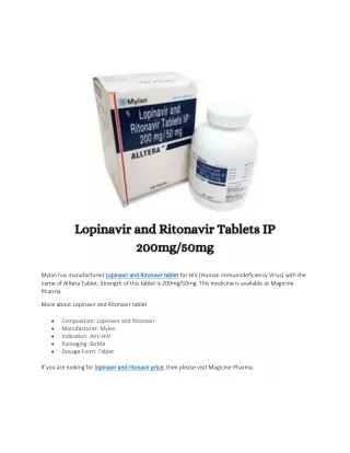 mylan has manufactured lopinavir and ritonavir