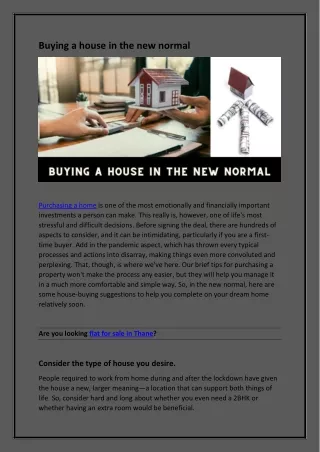 buying a house in the new normal