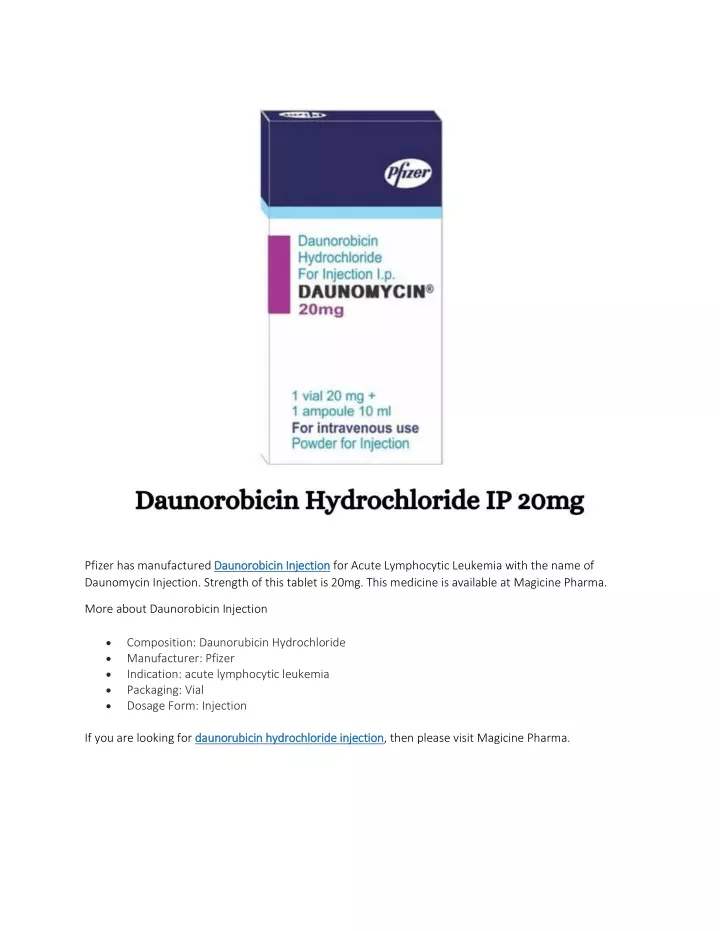 pfizer has manufactured dauno daunomycin