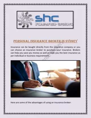Personal Insurance Broker in Sydney - SHC Insurance Brokers