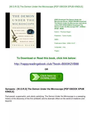 [W.O.R.D] The Demon Under the Microscope [PDF EBOOK EPUB KINDLE]