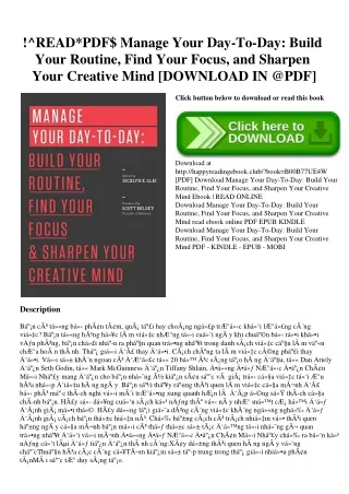 !^READPDF$ Manage Your Day-To-Day Build Your Routine  Find Your Focus  and Sharpen Your Creative Mind [DOWNLOAD IN @PDF]