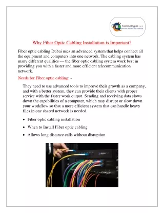 why fiber optic cabling installation is important
