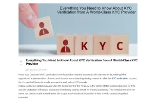 Everything You Need to Know About KYC Verification from A World-Class KYC Provider
