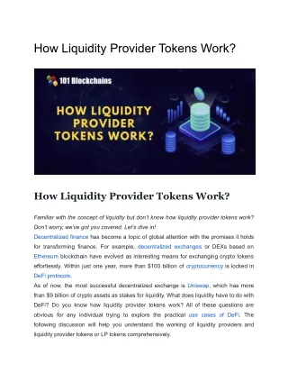 How Liquidity Provider Tokens Work - 101Blockchains