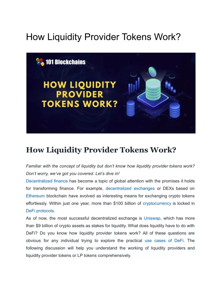 how liquidity provider tokens work