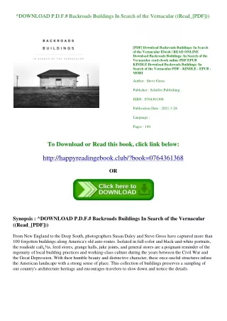 ^DOWNLOAD P.D.F.# Backroads Buildings In Search of the Vernacular ((Read_[PDF]))