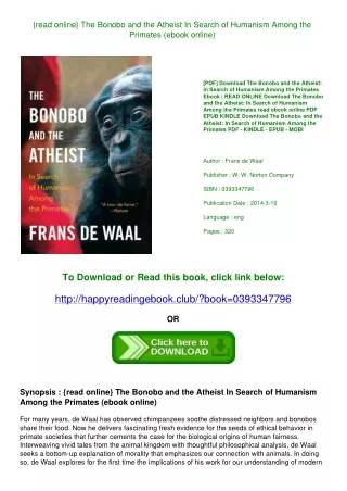 {read online} The Bonobo and the Atheist In Search of Humanism Among the Primates (ebook online)