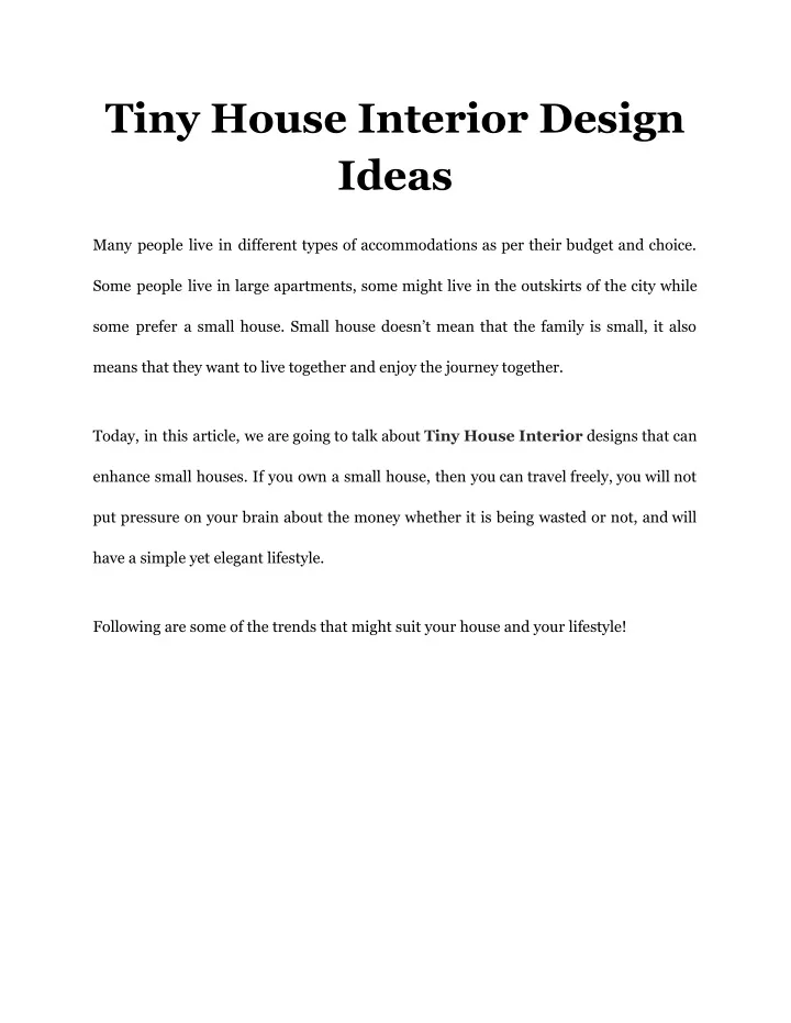 tiny house interior design ideas
