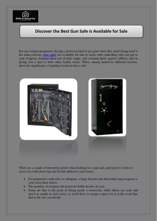 Discover the Best Gun Safe is Available for Sale