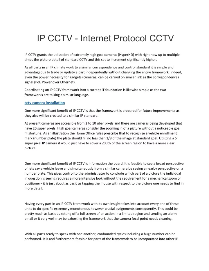 ip cctv internet protocol cctv