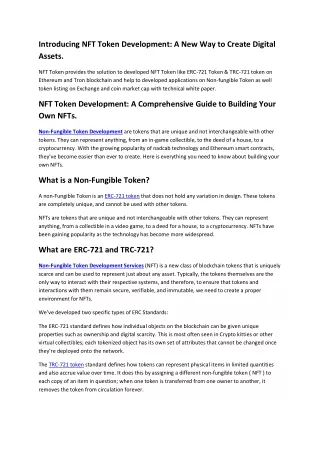 introducing nft token development